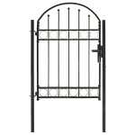 Vidaxl portail de jardin avec dessus arqu acier 100 x 125 cm noir