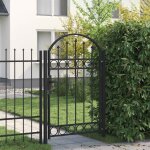 Vidaxl portail de jardin avec dessus arqu acier 1 x 1, 5 m noir