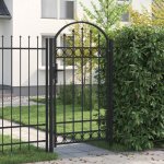 Vidaxl portail de jardin avec dessus arqu acier 100 x 175 cm noir