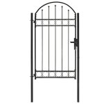 Vidaxl portail de jardin avec dessus arqu acier 100 x 175 cm noir