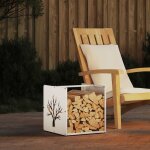Vidaxl portant de bois chauffage blanc 40x40x40 cm
