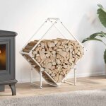 Vidaxl portant de bois chauffage blanc 80x25x80 cm