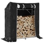 Vidaxl portant de bois de chauffage et housse de pluie acier galvanis�