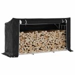 Vidaxl portant de bois de chauffage et housse de pluie acier galvanis�