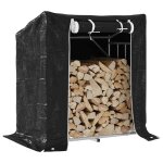 Vidaxl portant de bois de chauffage et housse de pluie acier galvanis�