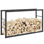 Vidaxl portant de bois de chauffage noir 110x30x61 cm acier