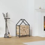 Vidaxl portant de bois chauffage noir 40x25x60 cm