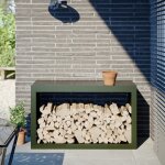 Vidaxl portant de bois de chauffage vert 100x40x60 cm acier