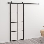 Vidaxl porte coulissante aluminium et verre esg 76x205 cm noir