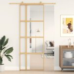 Vidaxl porte coulissante doré 76x205 cm verre esg clair et aluminium Vidaxl porte coulissante doré 76x205 cm verre esg clair et aluminium