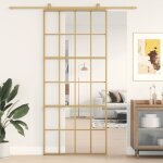 Vidaxl porte coulissante dor 90x205 cm verre esg clair et aluminium