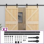 Vidaxl porte coulissante et kit de quincaillerie 100x210 cm pin massif