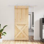 Vidaxl porte coulissante et kit de quincaillerie 85x210 cm pin massif