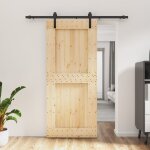 Vidaxl porte coulissante et kit de quincaillerie 90x210 cm pin massif