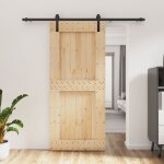Vidaxl porte coulissante et kit de quincaillerie 90x210 cm pin massif
