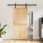 Vidaxl porte coulissante et kit de quincaillerie 90x210 cm pin massif
