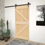 Vidaxl porte coulissante avec kit de quincaillerie 90x210cm pin massif