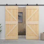 Vidaxl porte coulissante avec kit de quincaillerie 90x210cm pin massif