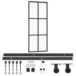Vidaxl porte coulissante et quincaillerie verre esg / aluminium 76x205cm