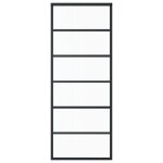 Vidaxl porte coulissante verre esg et aluminium 76x205 cm noir