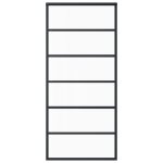 Vidaxl porte coulissante verre esg et aluminium 90x205 cm noir