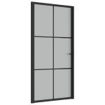 Vidaxl porte intrieure 102, 5x201, 5 cm noir verre mat et aluminium