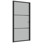 Vidaxl porte intrieure 102, 5x201, 5 cm noir verre mat et aluminium