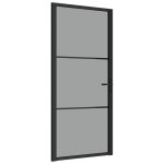 Vidaxl porte intrieure 93x201, 5 cm noir verre esg et aluminium