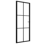 Vidaxl porte intrieure verre esg et aluminium 76x201, 5 cm noir