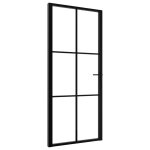 Vidaxl porte intrieure verre esg et aluminium 93x201, 5 cm noir
