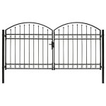 Vidaxl portillon double porte avec dessus arqu acier 300x125 cm noir