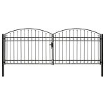 Vidaxl portillon double porte avec dessus arqu acier 400x150 cm noir