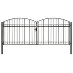 Vidaxl portillon double porte avec dessus arqu acier 400x175 cm noir