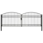 Vidaxl portillon double porte avec dessus arqu acier 400x125 cm noir