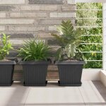 Vidaxl pot de fleurs carr� 6 pcs noir 43 x 43 x 33. 5 cm plastique