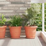 Vidaxl pot a fleurs rond 24 pcs rouge brique � 26 x 21, 5 cm plastique