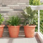 Vidaxl pot a fleurs rond 6 pcs rouge brique � 26 x 21, 5 cm plastique