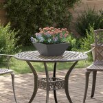 Vidaxl pot en m�tal noir m�tal 35 x 35 x 15 cm durable carr� moderne