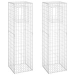 Vidaxl poteaux a panier de gabion 2 pcs 50x50x180 cm fer