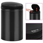 Vidaxl poubelle  capteur automatique 30 l acier au carbone noir