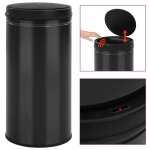 Vidaxl poubelle  capteur automatique 70 l acier au carbone noir