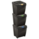 Vidaxl poubelles empilables 3 pcs anthracite 75 l Vidaxl poubelles empilables 3 pcs anthracite 75 l