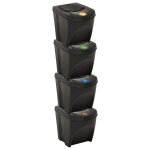 Vidaxl poubelles empilables 4 pcs anthracite 100 l