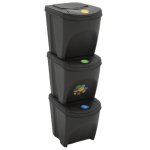 Vidaxl poubelles Ã ordures empilables 3 pcs gris 75 l polypropylne