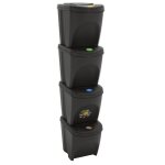 Vidaxl poubelles a ordures empilables 4 pcs gris 100 l polypropylène Vidaxl poubelles a ordures empilables 4 pcs gris 100 l polypropylène