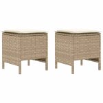Vidaxl pouf de jardin 2 pi�ce beige et cr�me 38 x 38 x 45 cm rotin pe