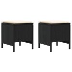 Vidaxl pouf de jardin 2 pi�ce noir et cr�me 38 x 38 x 45 cm rotin pe
