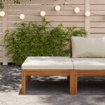 Vidaxl repose - pied avec coussin blanc crme bois d'acacia massif
