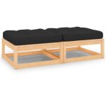 Vidaxl - repose - pieds de jardin avec coussins 2 pcs pin massif
