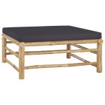 Vidaxl repose - pied de jardin avec coussin gris fonc bambou